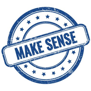 SENSE sözcüklerini mavi yuvarlak grungy puluna yazdır