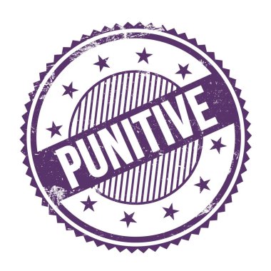 PUNITIVE metin mor indigo grungy zig zag kenarları yuvarlak mühür üzerine yazılmış.