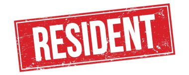Kırmızı grungy dikdörtgen damga işareti üzerinde RESIDENT metin.