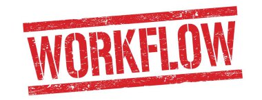 Kırmızı grungy dikdörtgen damga işareti üzerinde WorKFLOW metin.