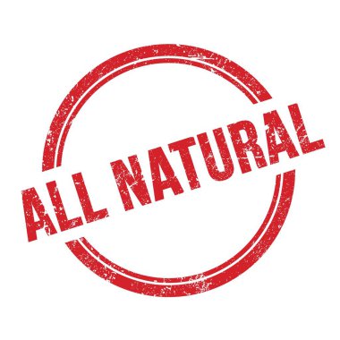 Tüm NATURAL metin kırmızı grungy vintage yuvarlak pul üzerine yazılmış.