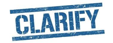 Mavi grungy satır işareti üzerinde CLARIFY metin.