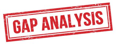 Kırmızı grungy vintage dikdörtgen damgalı GAP ANALYSIS metni.