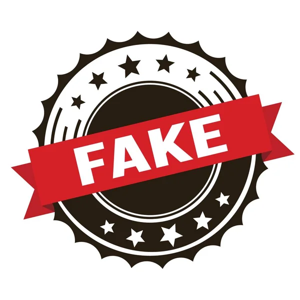 Fake Tekst Rood Bruin Lint Badge Stempel — Stockfoto