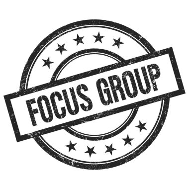 FOCUS GROUP metin siyah yuvarlak vintage kauçuk damga üzerine yazılmış.