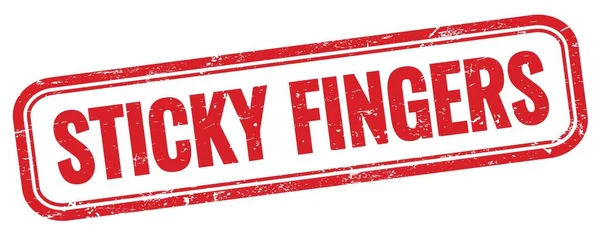 Sticky Fingers Texto Vermelho Grungy Vintage Retângulo Selo — Fotografia de Stock