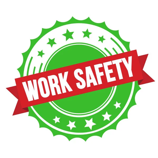 Texto Seguridad Trabajo Sello Insignia Cinta Verde Roja — Foto de Stock