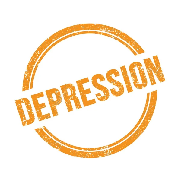 Teks Depresi Yang Ditulis Pada Stempel Bundar Grungy Oranye — Stok Foto