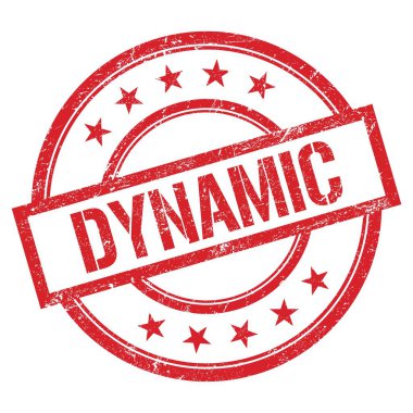 Kırmızı yuvarlak plastik damga üzerine yazılmış DYNAMIC metni.