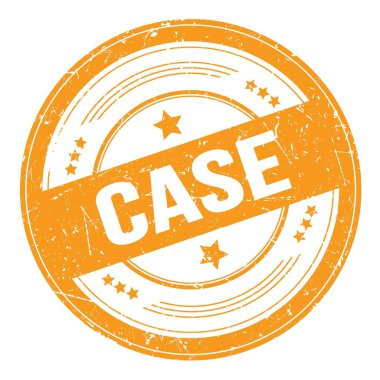 Turuncu yuvarlak grungy doku damgası üzerine CASE metin.