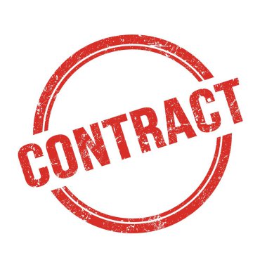 Kırmızı grungy vintage yuvarlak damga üzerine yazılmış CONTRACT metin.