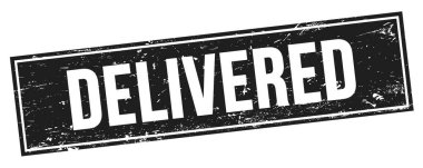 Siyah grungy dikdörtgen damga işareti üzerinde DELIVERED metin.