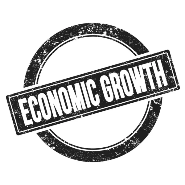 経済成長テキスト上の黒グランジラウンドヴィンテージ切手 — ストック写真