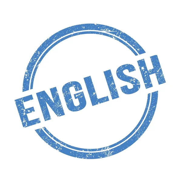 Tekst Języku Angielskim Napisany Niebieskim Grungy Vintage Okrągły Znaczek — Zdjęcie stockowe