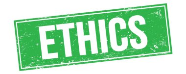 Yeşil grungy dikdörtgen damga işareti üzerindeki ETHICS metni.