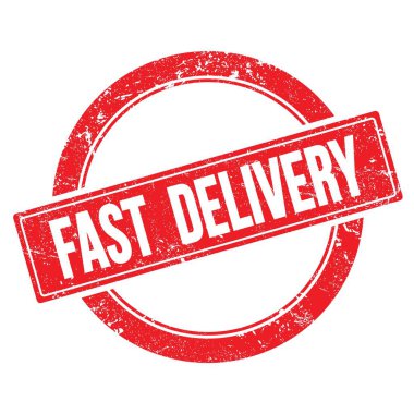 Kırmızı grungy yuvarlak vintage damga üzerinde FAST DELIVERY metin.