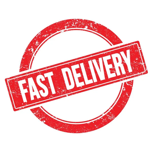 Fast Delivery Текст Красной Граненой Круглой Винтажной Марке — стоковое фото