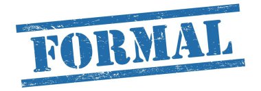 Mavi grungy vintage kauçuk damga üzerine formaL metin.