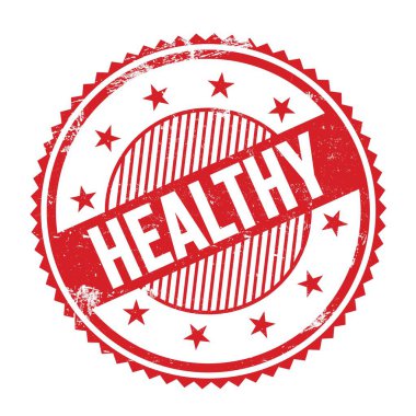 Kırmızı grungy zig zag kenarları yuvarlak mühür üzerine yazılmış SAĞLIK metin.