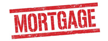 Kırmızı grungy dikdörtgen damga işareti üzerinde mortGage metni.
