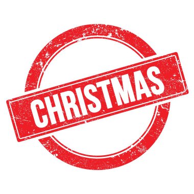 Kırmızı grungy yuvarlak vintage pul üzerinde Noel metni.