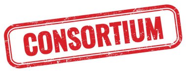 Kırmızı grungy dikdörtgen damgalı CONSORTIUM metin.