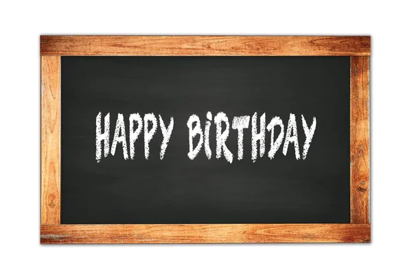 Happy Birthday Text Written Black Wooden Frame School Blackboard — 图库照片