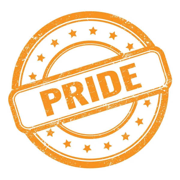 Pride Text Orange Grungy Vintage Rubber Stamp — Stock Photo, Image