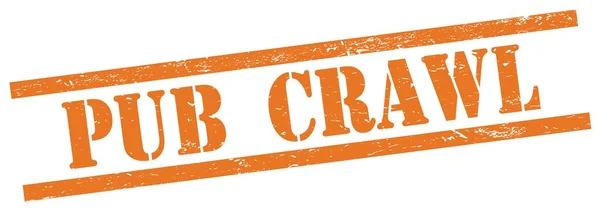 Pub Crawl文字 橙色长方形老式邮票 — 图库照片