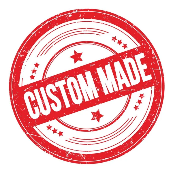 Custom Made Texto Selo Textura Grungy Redondo Vermelho — Fotografia de Stock