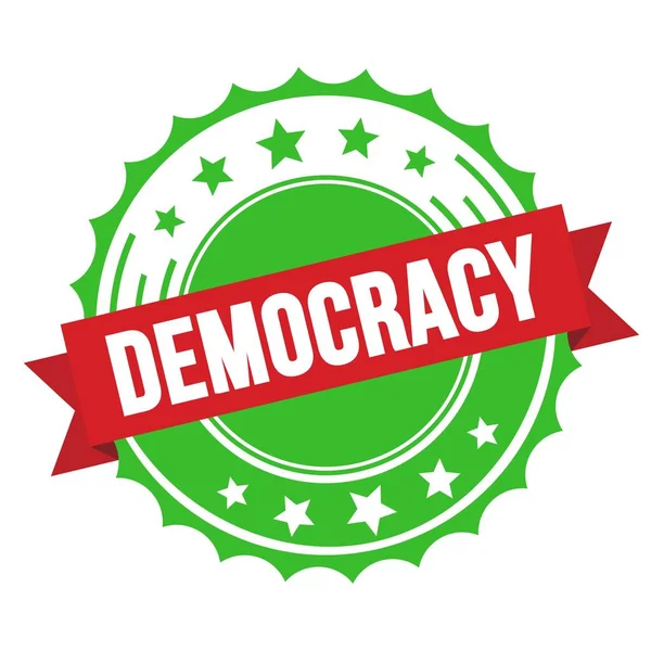 Democracia Texto Rojo Verde Insignia Cinta Sello — Foto de Stock