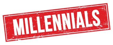 Kırmızı grungy dikdörtgen damga işareti üzerinde MILLENNIALS metin.