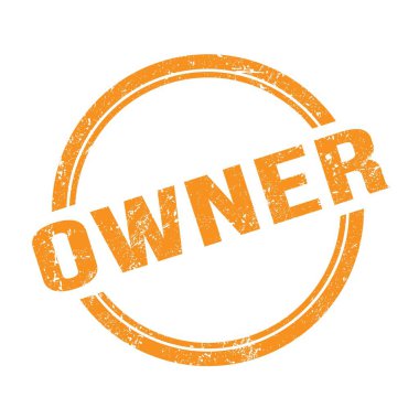 OWNER metin turuncu grungy vintage yuvarlak pul üzerine yazılmış.