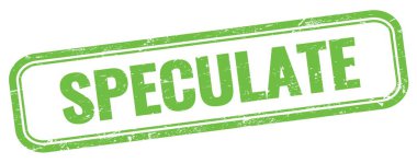 Yeşil grungy vintage dikdörtgen pulu üzerine SPECULATE metin.