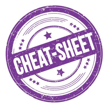 Menekşe çivit rengi yuvarlak dokuma damgasıyla ilgili CHEAT-SHEET metin.