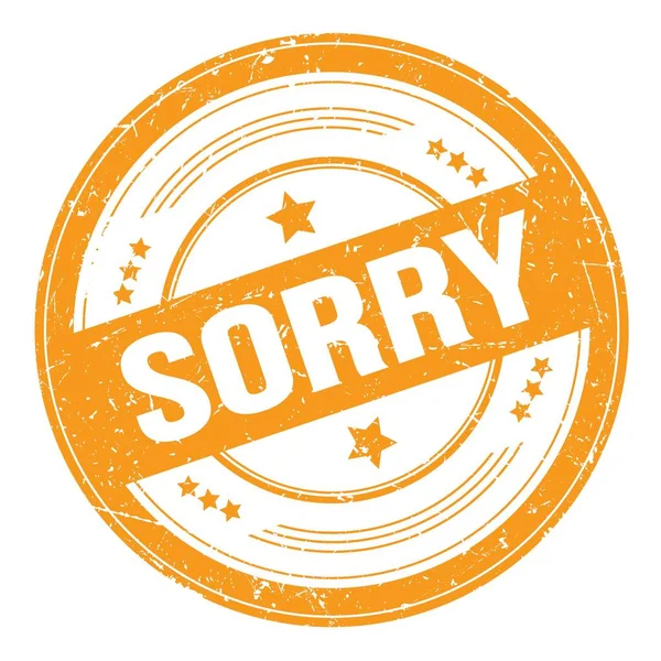 Sorry Text Orange Grungy Texture Stamp — Stock Photo, Image