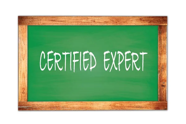 Certificerad Expert Text Skriven Grön Trä Ram Skola Svarta Tavlan — Stockfoto