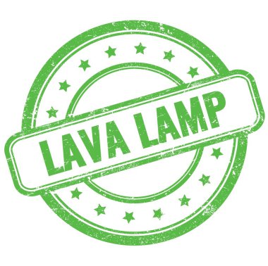 LAVA LAMP yeşil antika lastik mühür üzerine metin.