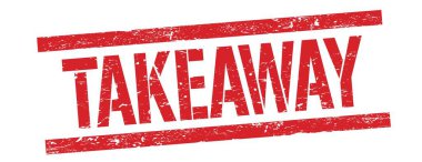 Kırmızı grungy dikdörtgen damga işareti üzerinde TAKEAway metin.