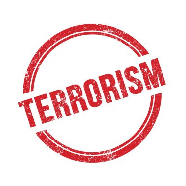 Kırmızı grungy vintage yuvarlak damga üzerine yazılmış TERRORISM metni.