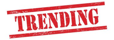 Kırmızı grungy vintage kauçuk damga üzerinde TRENDING metin.
