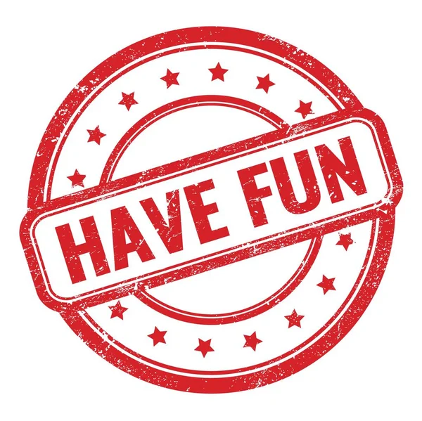 Kırmızı, kirli, eski, yuvarlak, lastik damga üzerine eğlenceli bir metin olsun..