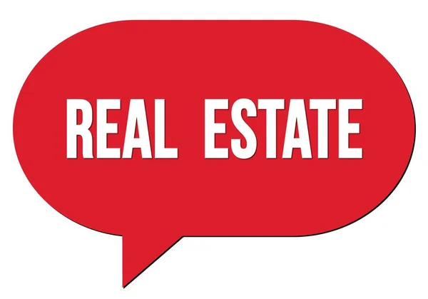 Real Estate Text Napsaný Červené Řeči Bublina Razítko — Stock fotografie