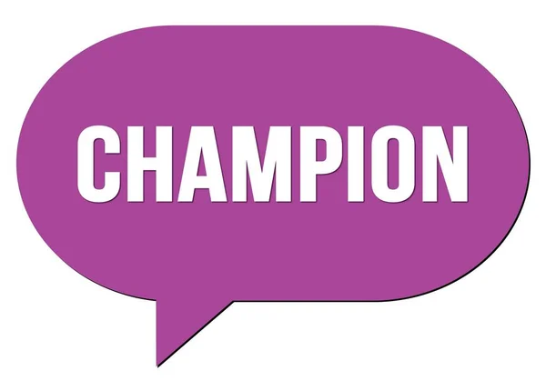 Champion Text Skriven Med Violett Talbubbla Stämpel — Stockfoto