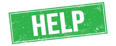 Yeşil grungy dikdörtgen damga işareti üzerinde yardım metni.