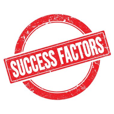 SUCCESS FACTORS text on red grungy round vintage stamp. clipart