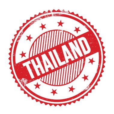 Kırmızı grungy zig zag kenarlarında yazılı THAILAND metni yuvarlak pul.