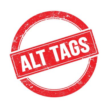Kırmızı grungy yuvarlak vintage damga üzerinde ALT TAGS metin.