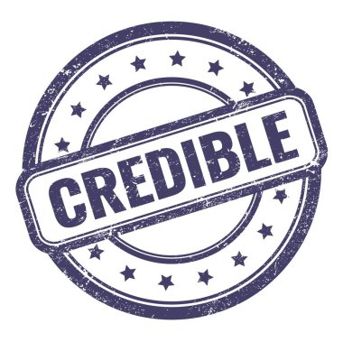 Çivit mavisi, grungy vintage, yuvarlak kauçuk damga üzerine CREDIBLE metin.
