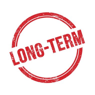 Kırmızı grungy vintage yuvarlak damga üzerine yazılmış uzun dönem metni.